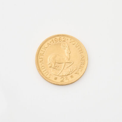 One, 2 Rand, South African Gold Coin, circa 1962