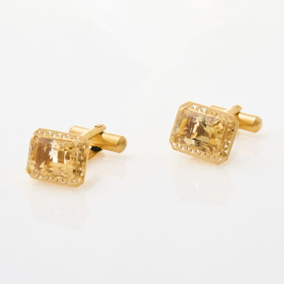 22ct Yellow Gold, Vintage Citrine Handmade Cufflinks