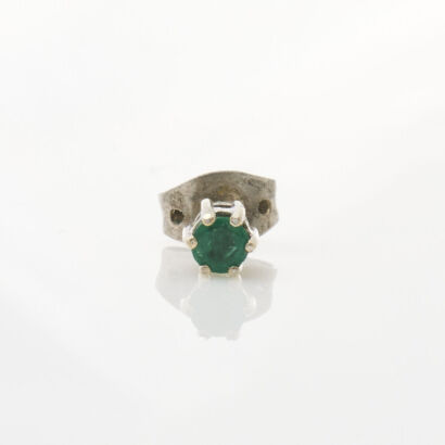 9ct White Gold, Single Emerald Stud Earring