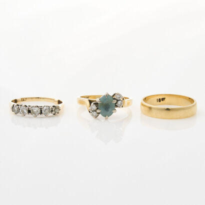 A Mixed Collection of 3 x 18ct Yellow Gold Rings