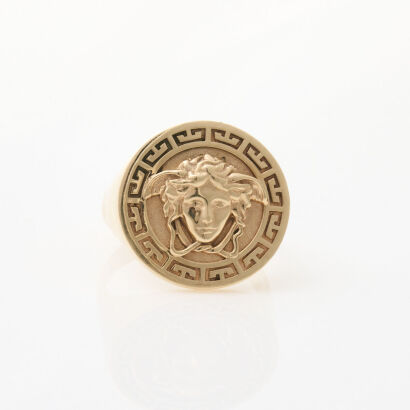 9ct Yellow Gold Medusa Head Large Signet Style ring