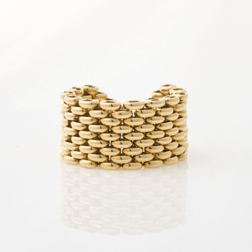 18ct Yellow Gold, 12.8mm Wide Flexible Mesh Ring