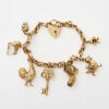 9ct Rose Gold, Fancy Link Charm Bracelet with Seven Charms