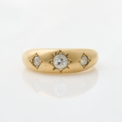 18ct Yellow Gold, Gypsy Set Diamond Ring of .25cts Total