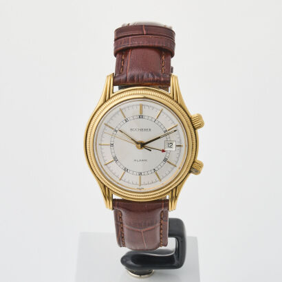 Bucherer, 36mm, Yellow Gold Plated Mechanical Alarm Wristwatch