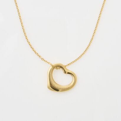 18ct Yellow Gold Tiffany & Co Open Heart Necklace