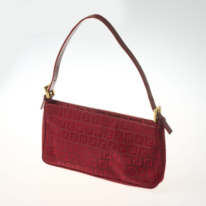 Fendi Red Zucca Vintage Baguette Bag