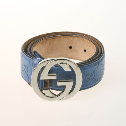 Gucci Blue Guccisima GG Belt, 104cm in Length