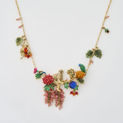 Les Néréides Jungle Tropicale Enamel 50cm Necklace