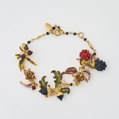 Les Néréides Enamel Flower with Small Crystals Bracelet