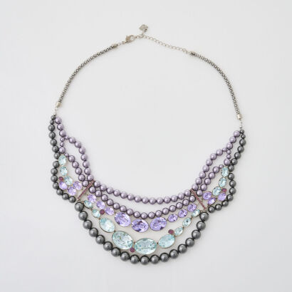 Swarovski Blue & Purple Crystal Necklace with Box