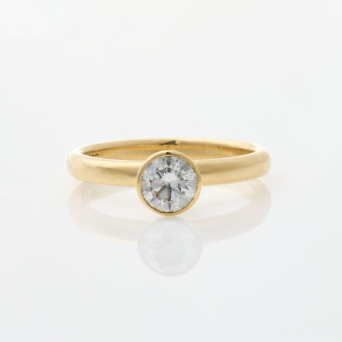 18ct Yellow Gold, Bezel Set, .61ct Diamond Solitaire Ring