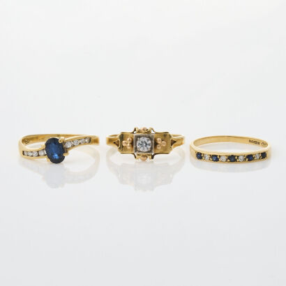 A Collection of 3 x 18ct Yellow Gold Rings.