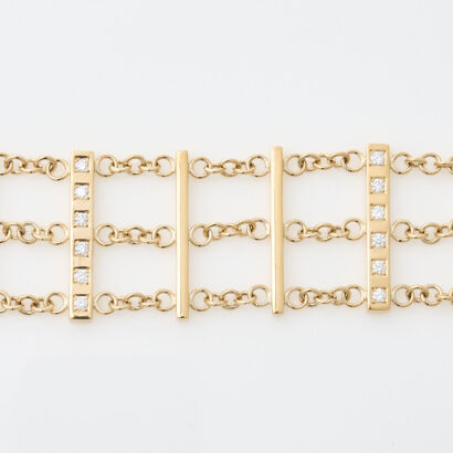 9ct Yellow Gold Modern Diamond Bracelet of .95cts Total