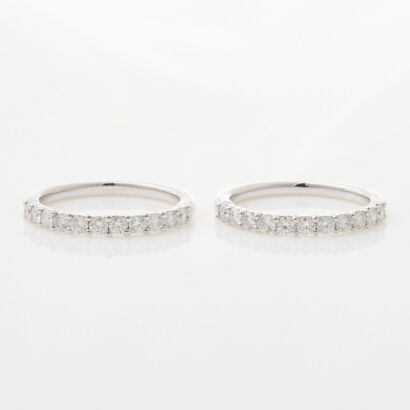 18ct White Gold, Matching Diamond Rings of 1.00ct Total