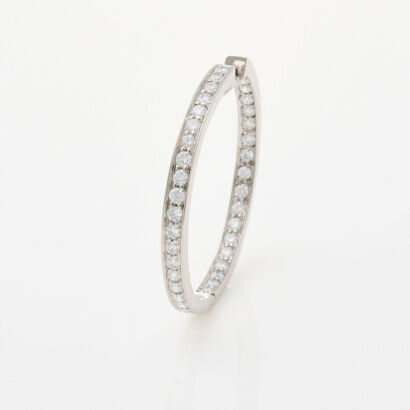 14ct White Gold, Single Diamond Hoop of 1.30cts Total