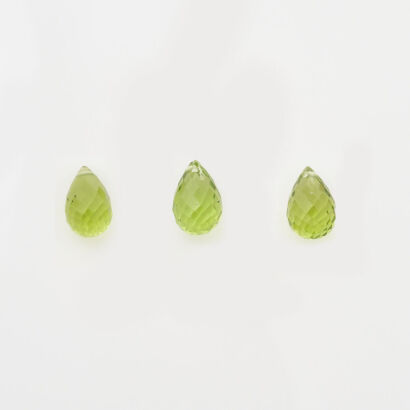 Loose, Briollette Cut, 10 x 6mm Peridots of 9.44cts Total