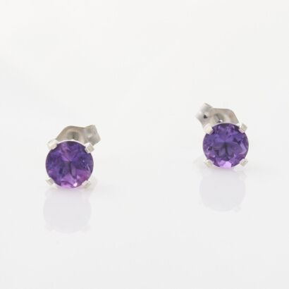 14ct White Gold, Amethyst Stud Earrings