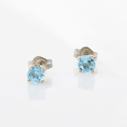 14ct White Gold, Blue Topaz Stud Earrings