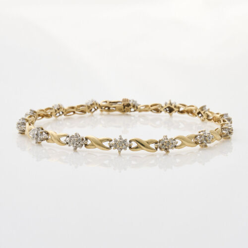 10ct Yellow Gold, Diamond Bracelet of .35ct Total