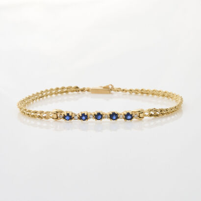 14ct Yellow Gold, Diamond & .50ct Sapphire Bracelet