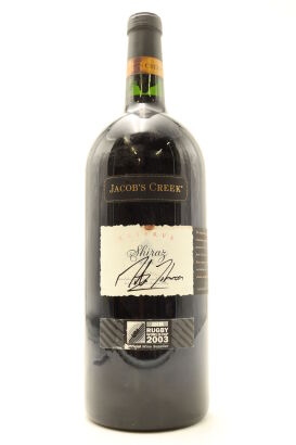 (1) 2001 Jacob's Creek Rugby World Cup Reserve Shiraz, South Australia, Signed by Martin Johnson, 3000ml