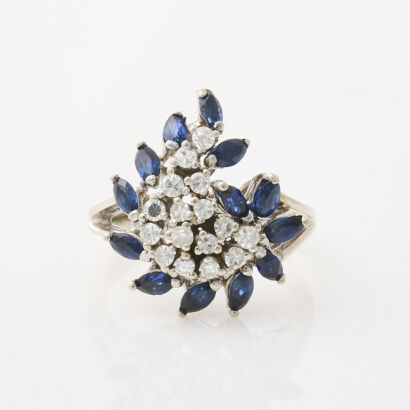 14ct White Gold, .50ct Sapphire and Diamond Dress Ring
