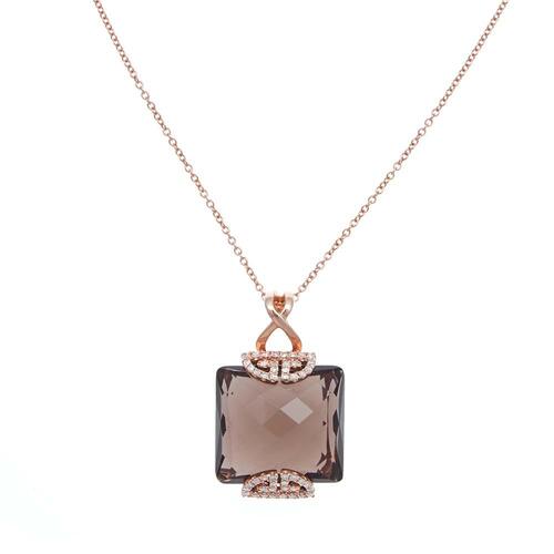 14ct Rose Gold Smokey Quartz Pendant