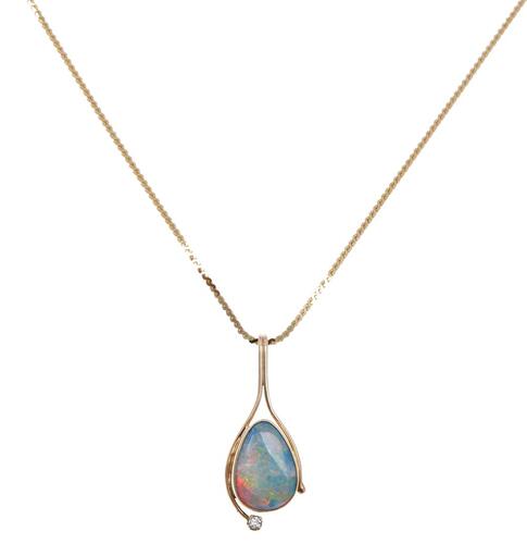 14ct Opal and Diamond Pendant