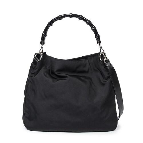 Gucci Canvas Black Bamboo Top Handle Bag