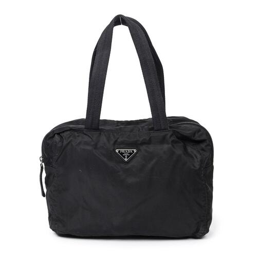 Prada Black Nylon Small Zip Tote Bag