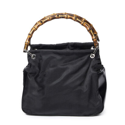 Gucci Canvas Bamboo Handle Bag
