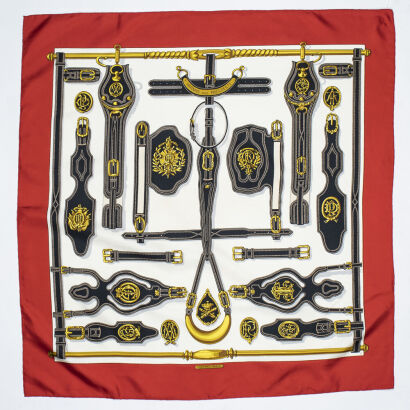 Herm&egrave;s Harnais des Presidents 100% Silk Scarf with Box