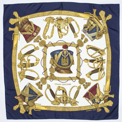 Herm&egrave;s, Grand Uniforme&nbsp;by Joachim Metz 100% Silk Scarf