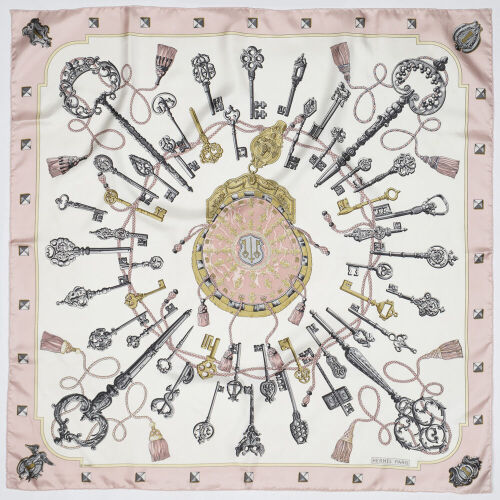 Herm&egrave;s Les Clefs by Cathy Latham&nbsp;100% Silk Scarf
