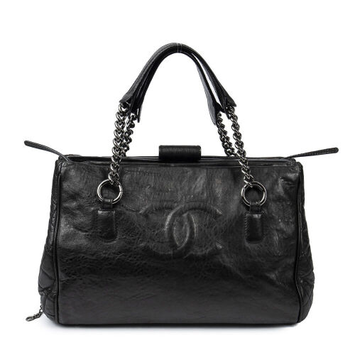 Chanel&nbsp;Black Leather Frame Tote Bag