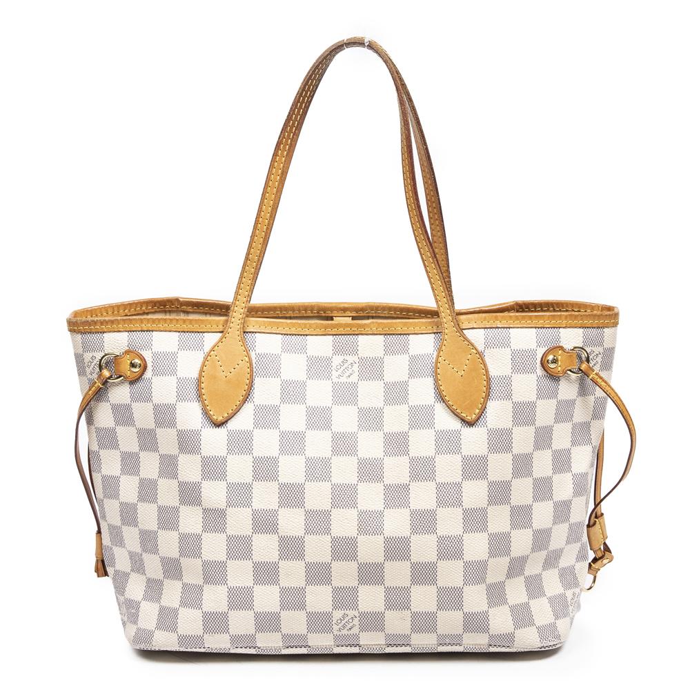 Louis Vuitton White And Beige Damier Azur Coated Canvas Neverfull