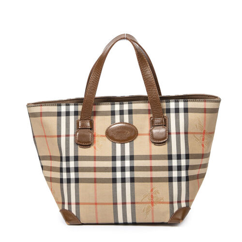 Burberry Checkered Canvas Small Tote Bag