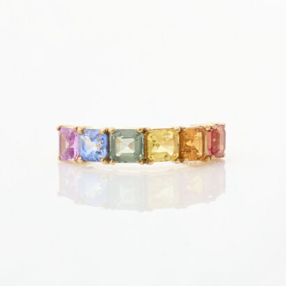 9ct Yellow Gold, Multi-colour Sapphire Ring