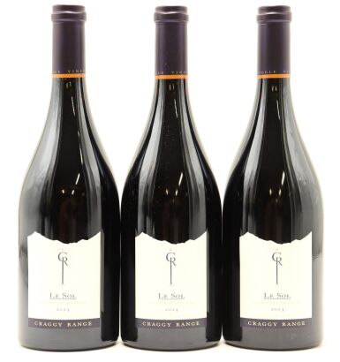 (3) 2013 Craggy Range Le Sol Syrah, Gimblett Gravels [BC98] [JR17.5] (Original Box)