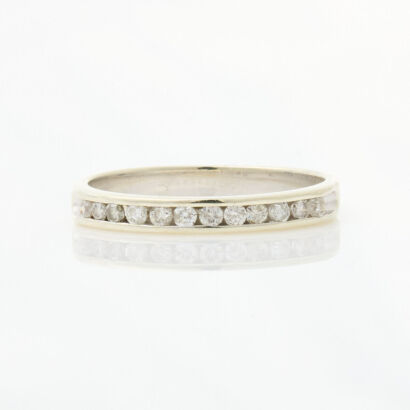 9ct White Gold, .19ct Diamond Set Band