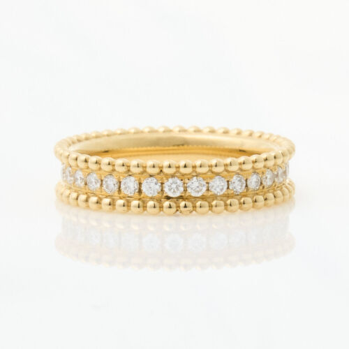 18ct Yellow Gold, .29ct Diamond and Beaded Patterned Band
