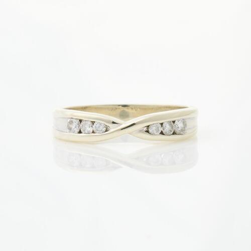 6ct White Gold, .26ct Diamond Crossover Band