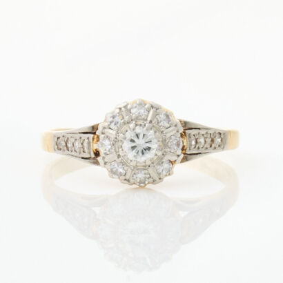 9ct Yellow Gold, .36ct Diamond Cluster Ring