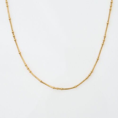 18ct Yellow Gold, 55cm Snake Chain with Beaded Detail
