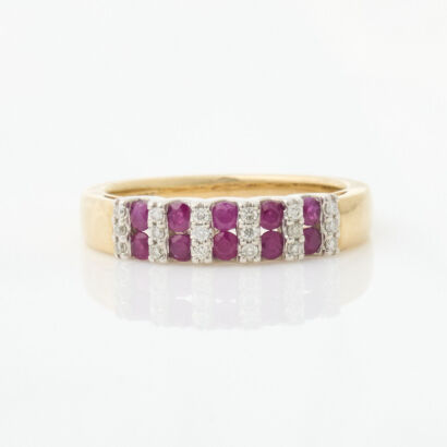 9ct Yellow/White Gold,.30ct Ruby and Diamond Dress Ring