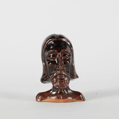 A New Zealand Tenmoku Pottery Bust Of Don Quixote