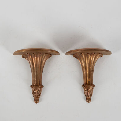 A Pair of Ornate Gilt Wall Shelves