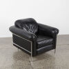 A Contemporary Chair in Black Leather with Chrome Frame - 2