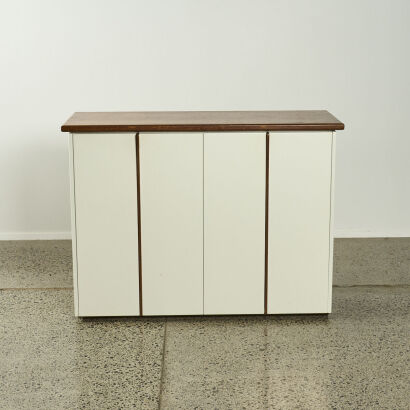 A Vintage White Veener and Solid Rimu Shelf Unit